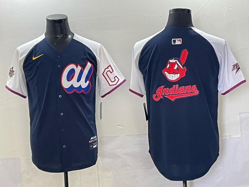 Men 2025 Cleveland Indians blank Drak Blue All star Nike MLB Jersey 011->detroit tigers->MLB Jersey
